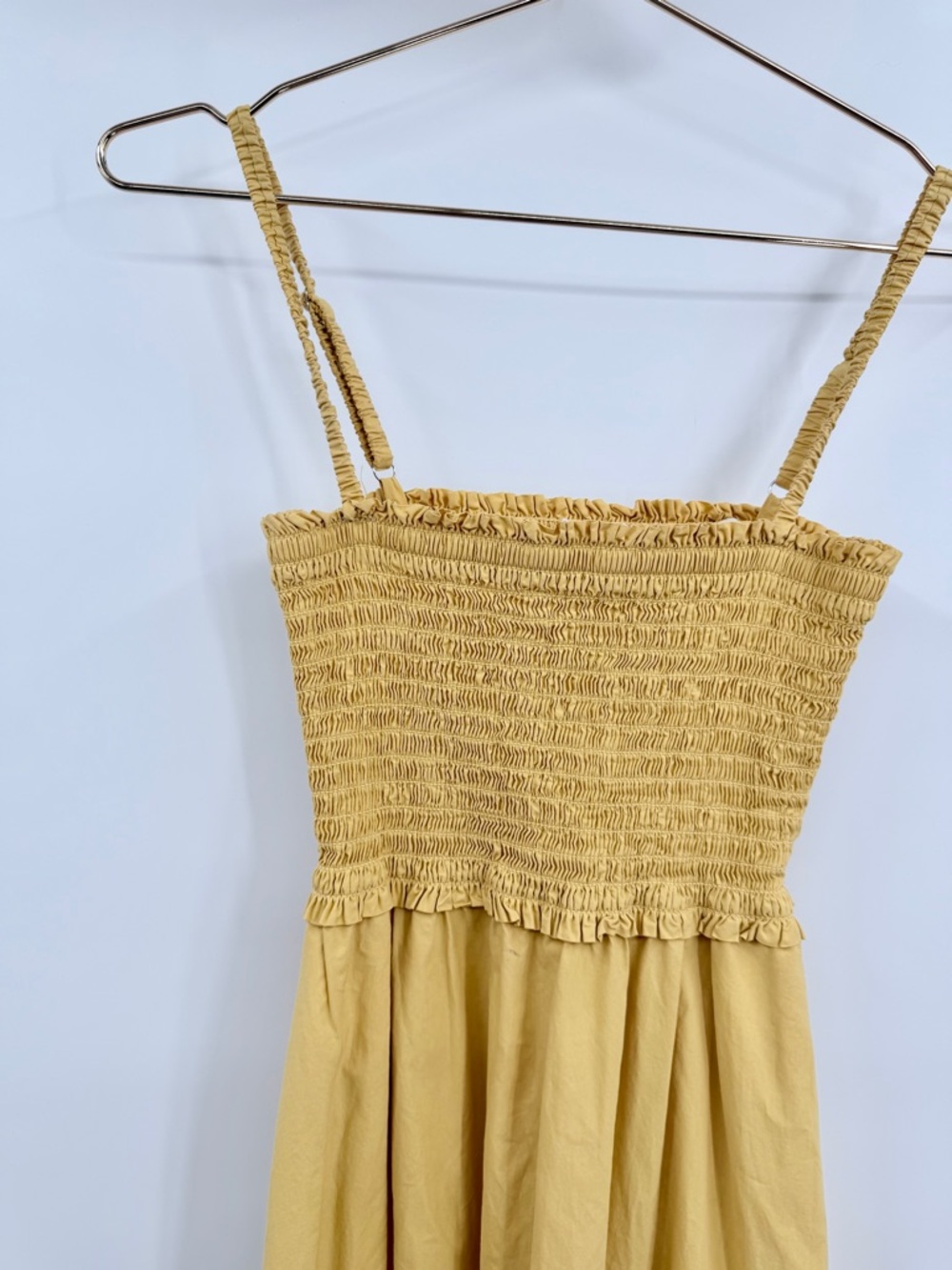 A.L.C. Austyn Smocked Maxi Dress Maize Yellow Cotton Size 4 - Picture 3 of 11